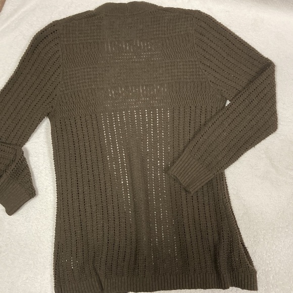 LL Bean brown cotton knit open sweater size small - Picture 7 of 9